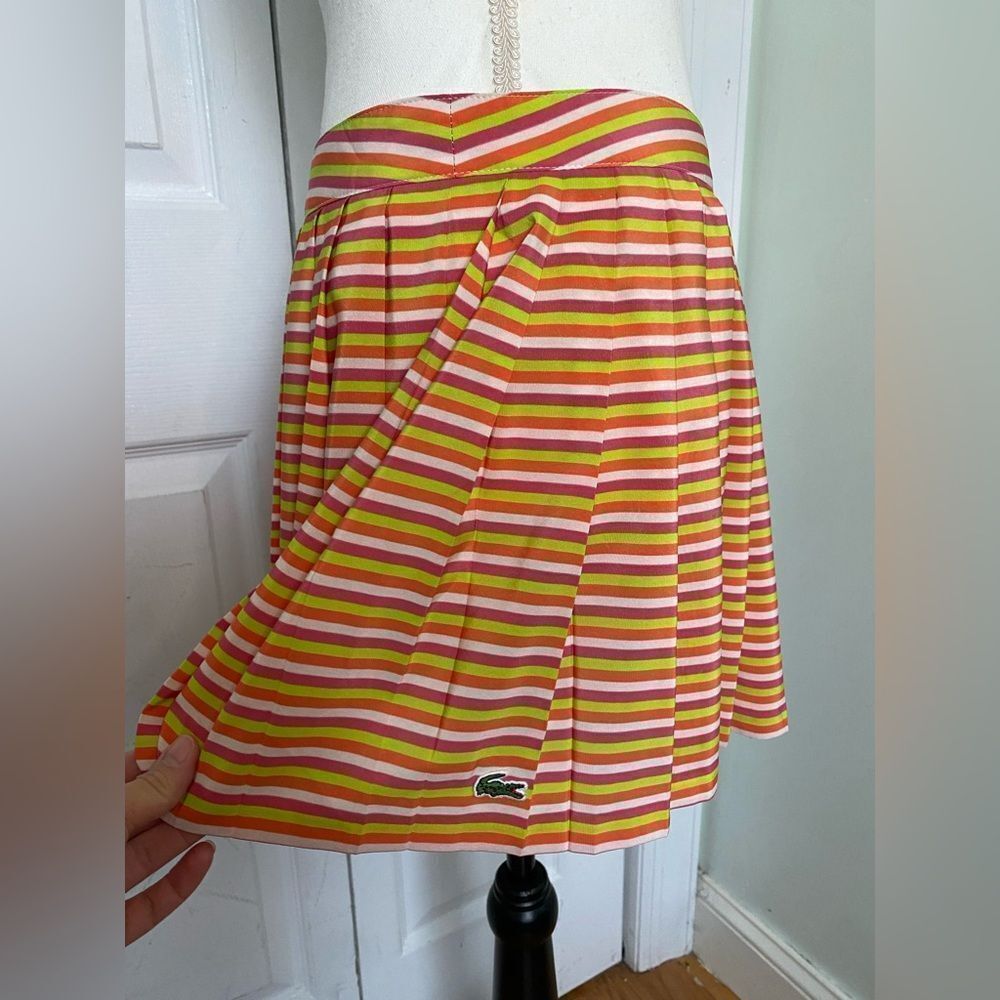 Y2K Lacoste Striped Accordion Skirt